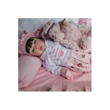 Boneca Baby Reborn Real Princesa New Born Rosa + Acessórios